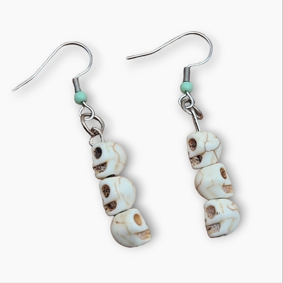 Handcrafted Skull Hook Earrings - Picture 12 of 12